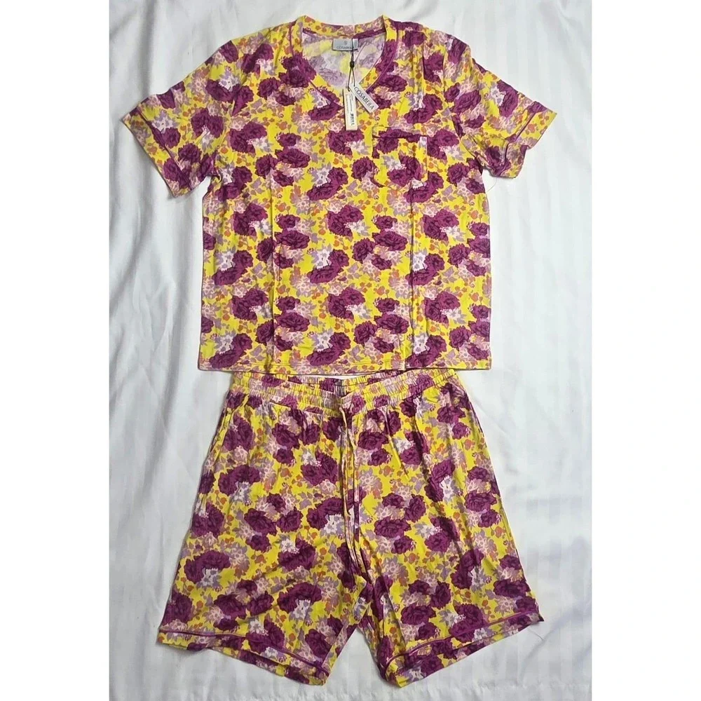 Cosabella Bella Mens Pajama Set Floral Burst Cape Fuchsia Short Sleeve Shorts